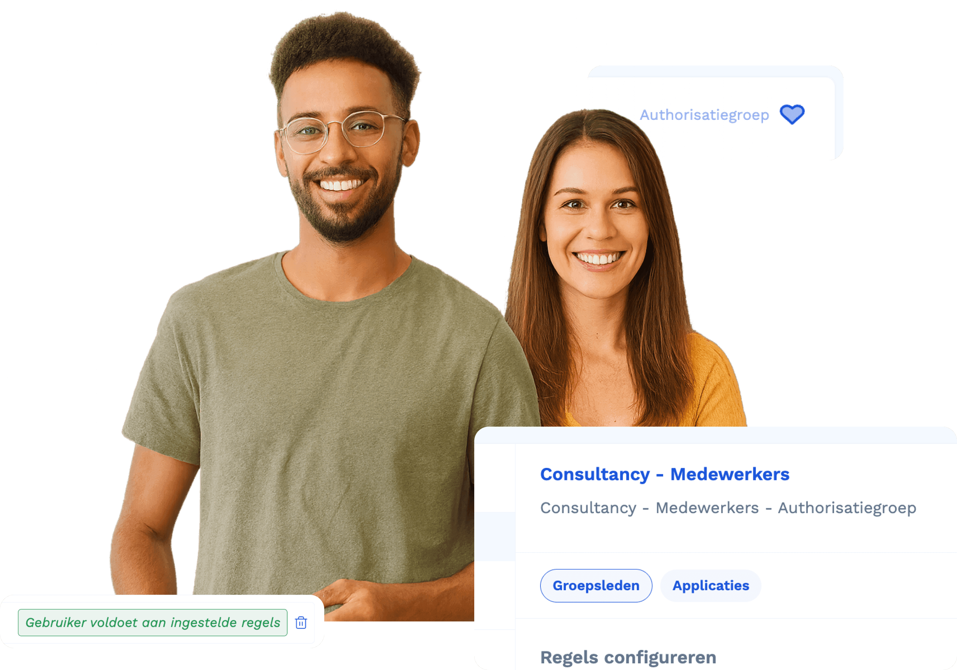 Twee collega's naast het Joinly-platform