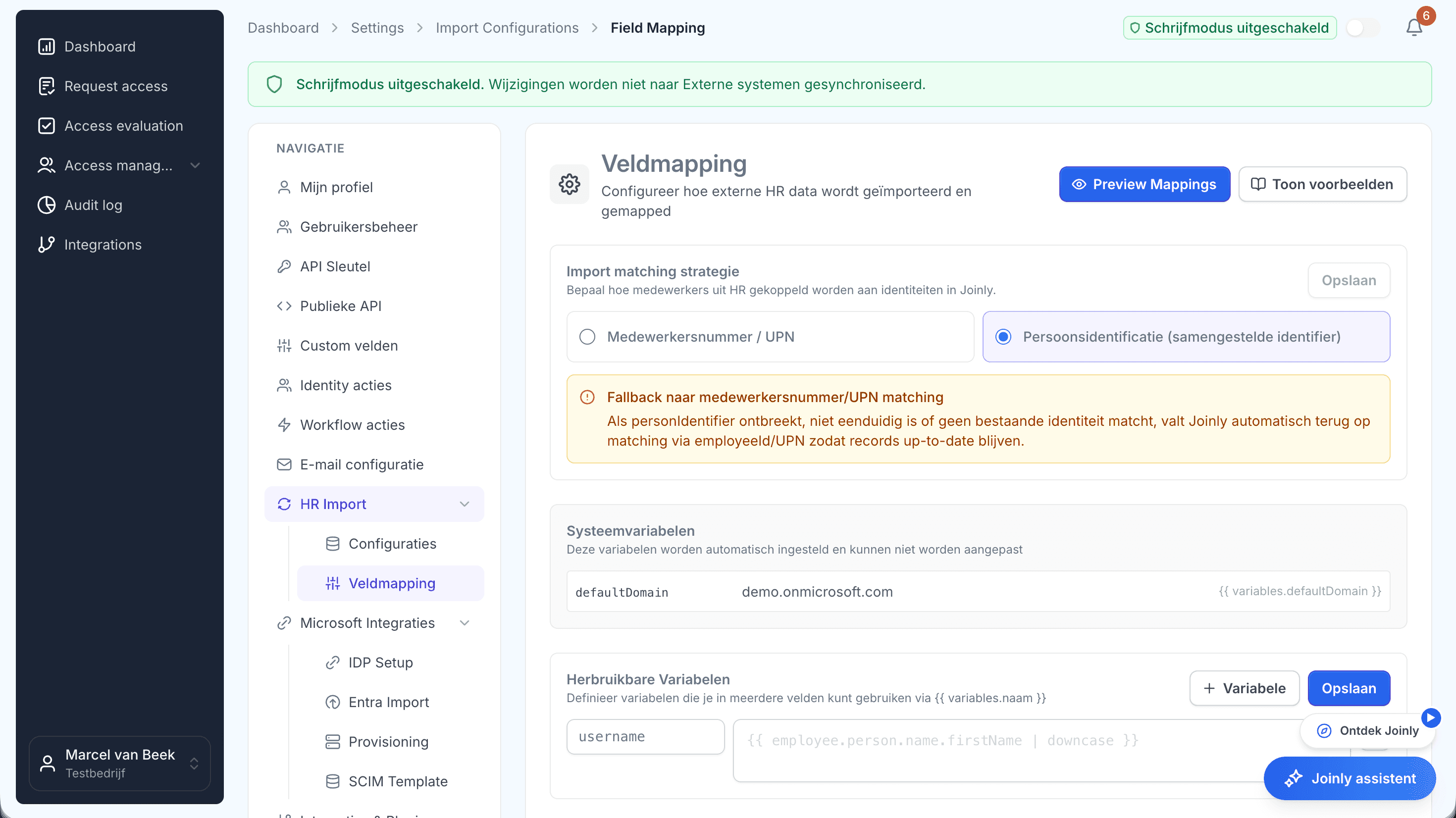 Het lifecycle-overzicht in Joinly: accounts die elke HR-mutatie automatisch volgen
