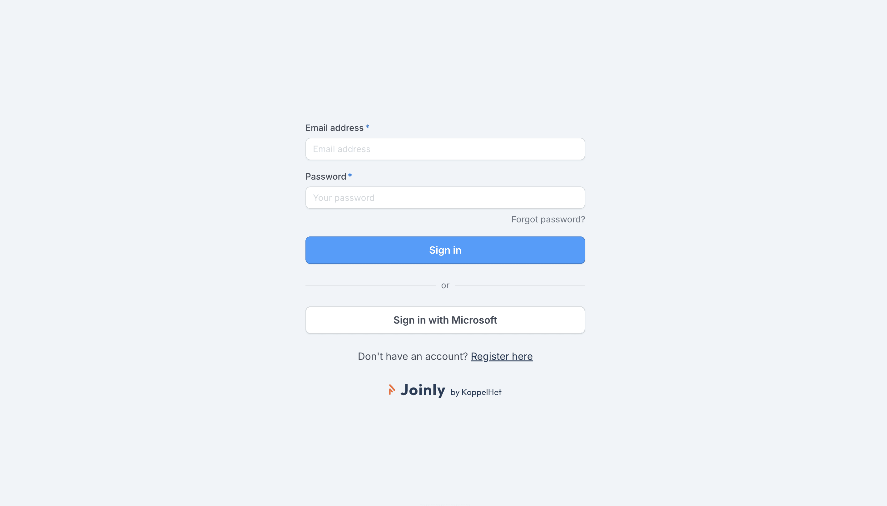 Joinly account creation screen at platform.joinly.app