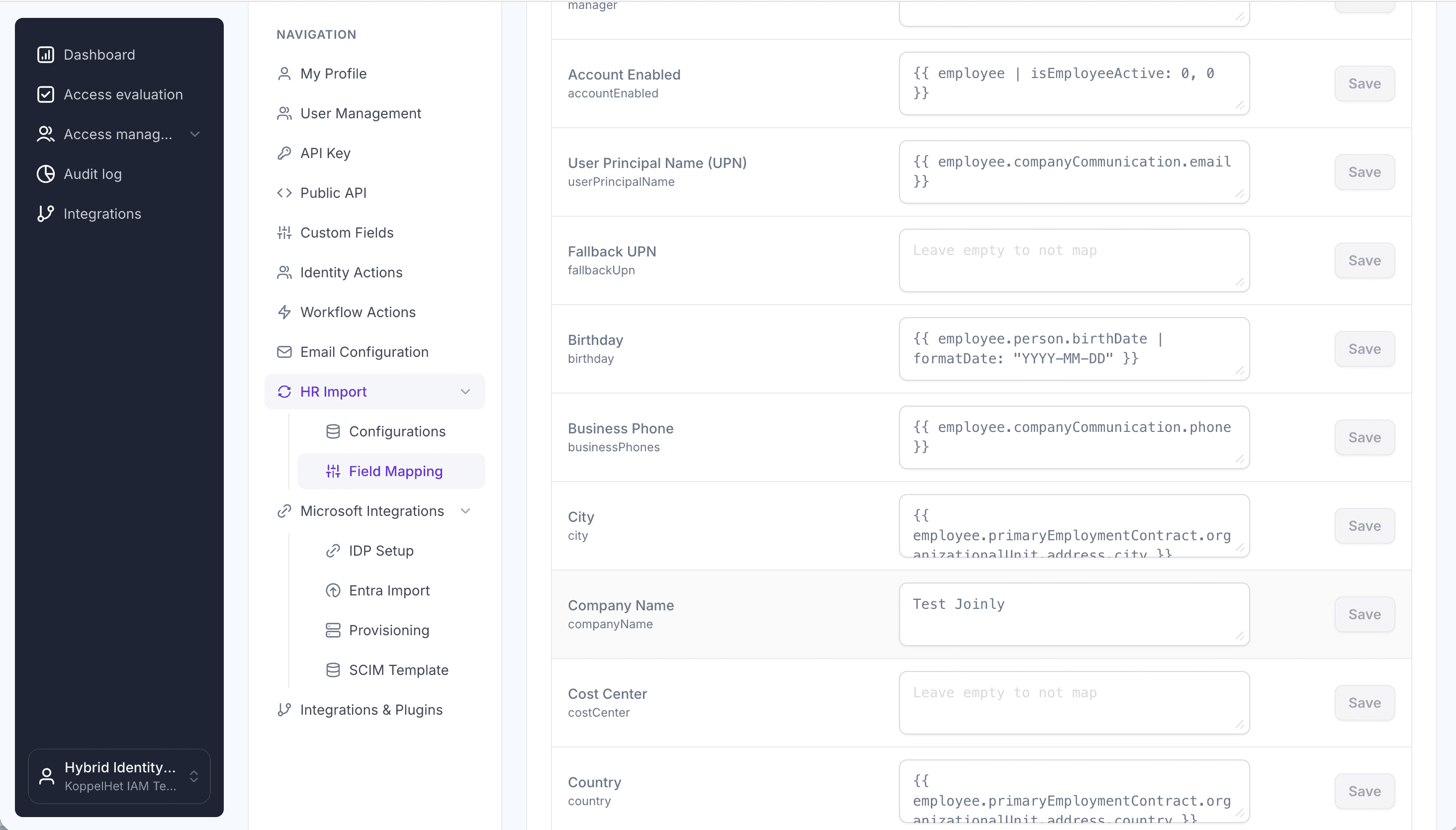 Joinly marketplace connecting an HR system