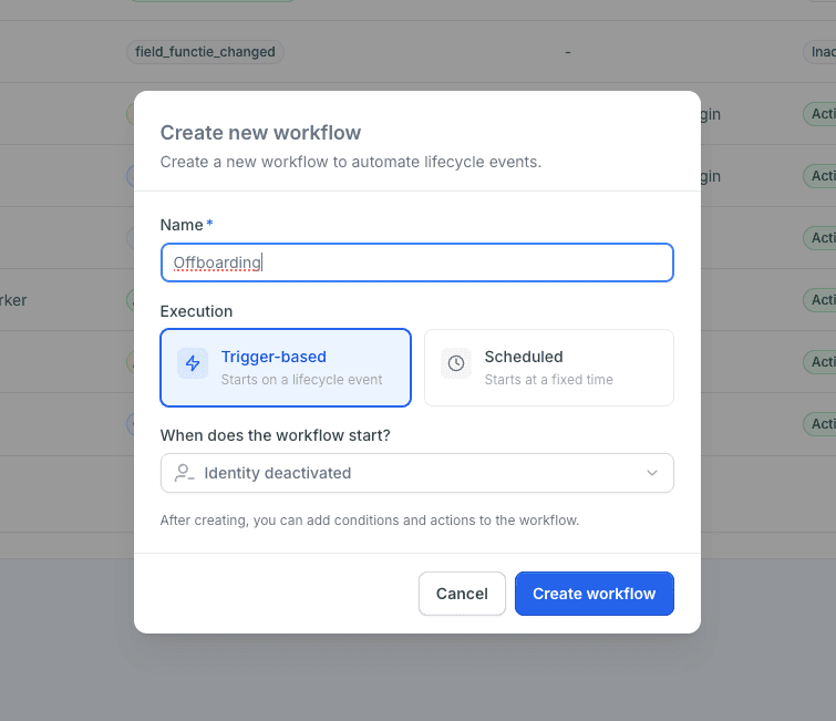 Joinly offboarding workflow configuration